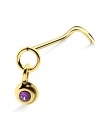 Ballring Stone Silver Curved Nose Stud NSKB-44